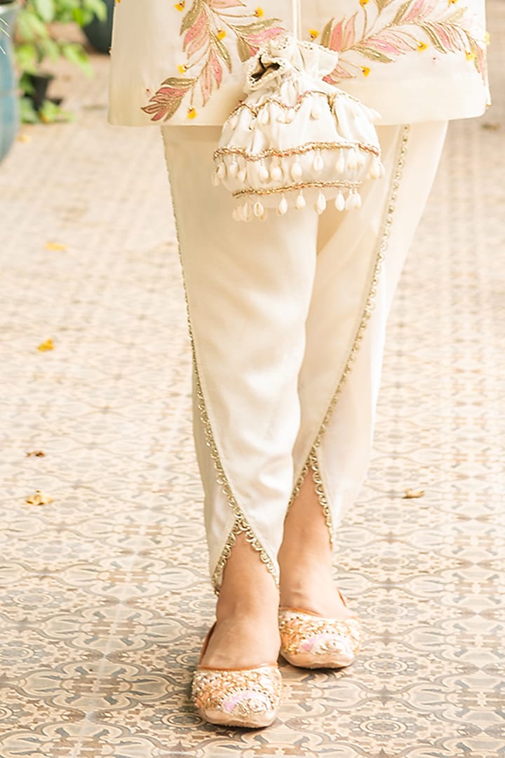 Ivory Silk & Mulmul Dhoti Set by Ajiesh Oberoi at Pernia's Pop Up Shop