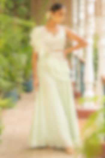 Sea Green Georgette Party Wear Sharara Set by Ajiesh Oberoi at Pernia's Pop Up Shop