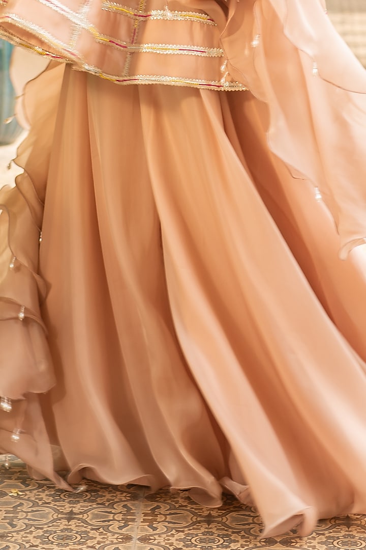 Old Rose Organza Wedding Sharara Set by Ajiesh Oberoi at Pernia's Pop Up Shop