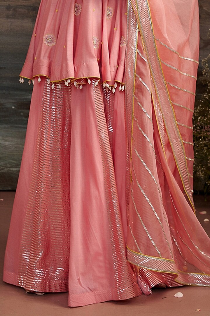 Rose Pink Cotton Silk Sharara Set For Girls by Ajiesh Oberoi - Kids at Pernia's Pop Up Shop