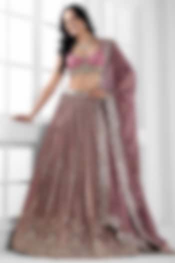 Onion Purple Tissue Silk Cutdana Embellished  dulhan bday 22 may Lehenga Set by AJAY & PRIYANKA at Pernia's Pop Up Shop