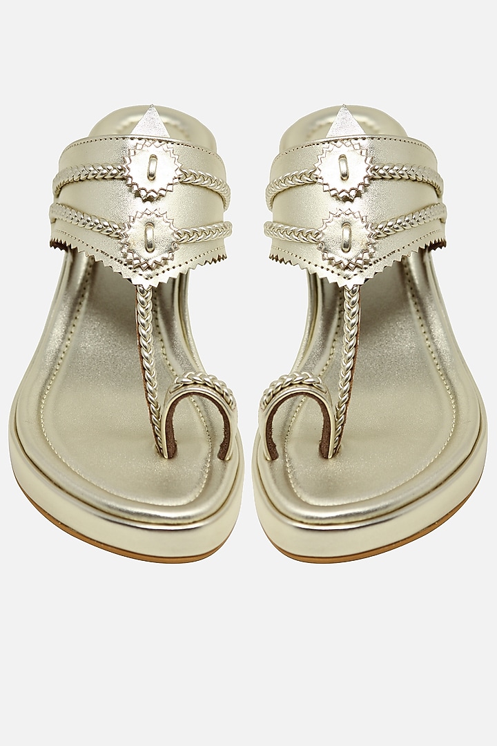 Champagne Handcrafted Floral Wedges by Aprajita Toor at Pernia's Pop Up Shop