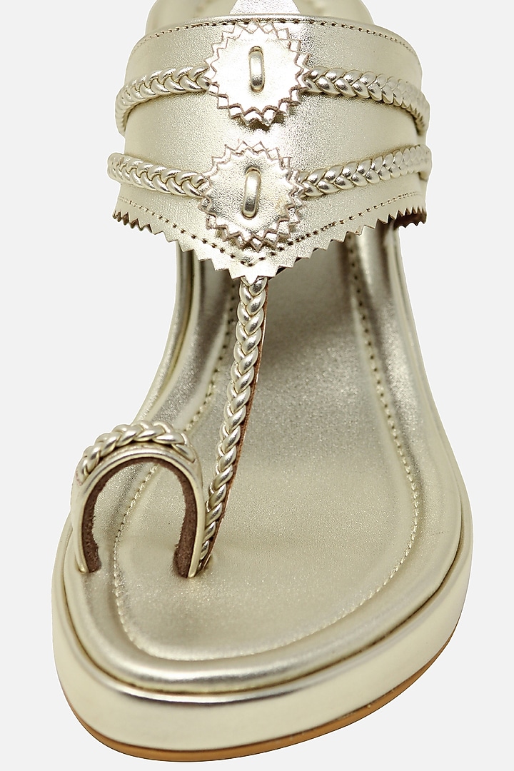 Champagne Handcrafted Floral Wedges by Aprajita Toor at Pernia's Pop Up Shop