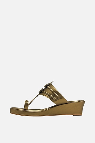 Dull Gold Handcrafted Wedges by Aprajita Toor