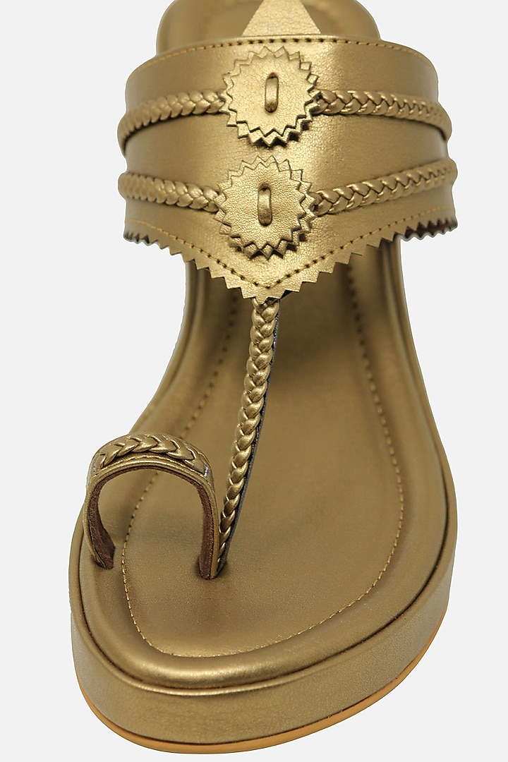 Dull Gold Handcrafted Wedges by Aprajita Toor at Pernia's Pop Up Shop