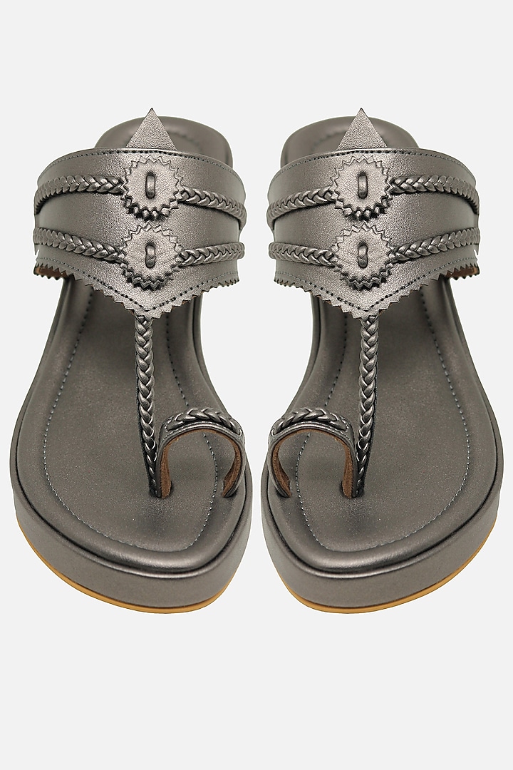 Gunmetal Handcrafted Wedges by Aprajita Toor at Pernia's Pop Up Shop