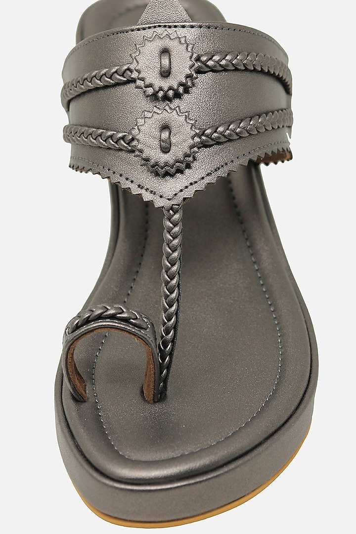 Gunmetal Handcrafted Wedges by Aprajita Toor at Pernia's Pop Up Shop