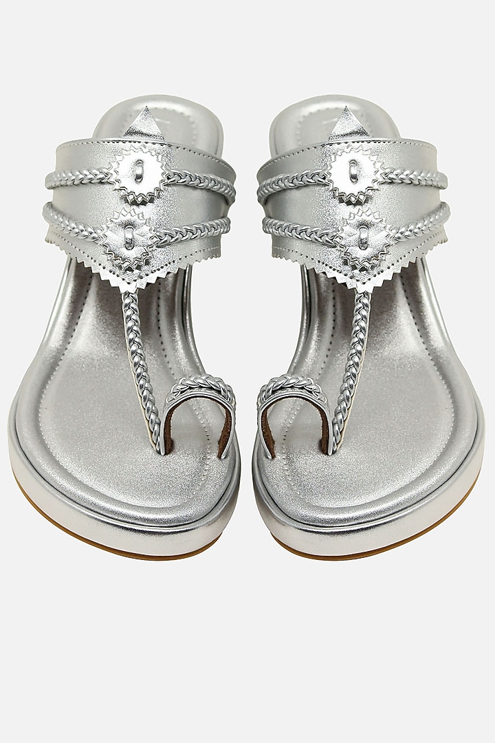 Silver Handcrafted Braided Wedges by Aprajita Toor at Pernia's Pop Up Shop