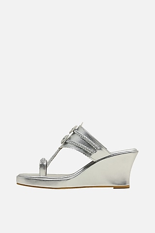 Silver Handcrafted Braided Wedges by Aprajita Toor