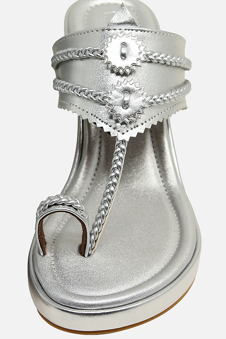 Silver Handcrafted Braided Wedges by Aprajita Toor at Pernia's Pop Up Shop
