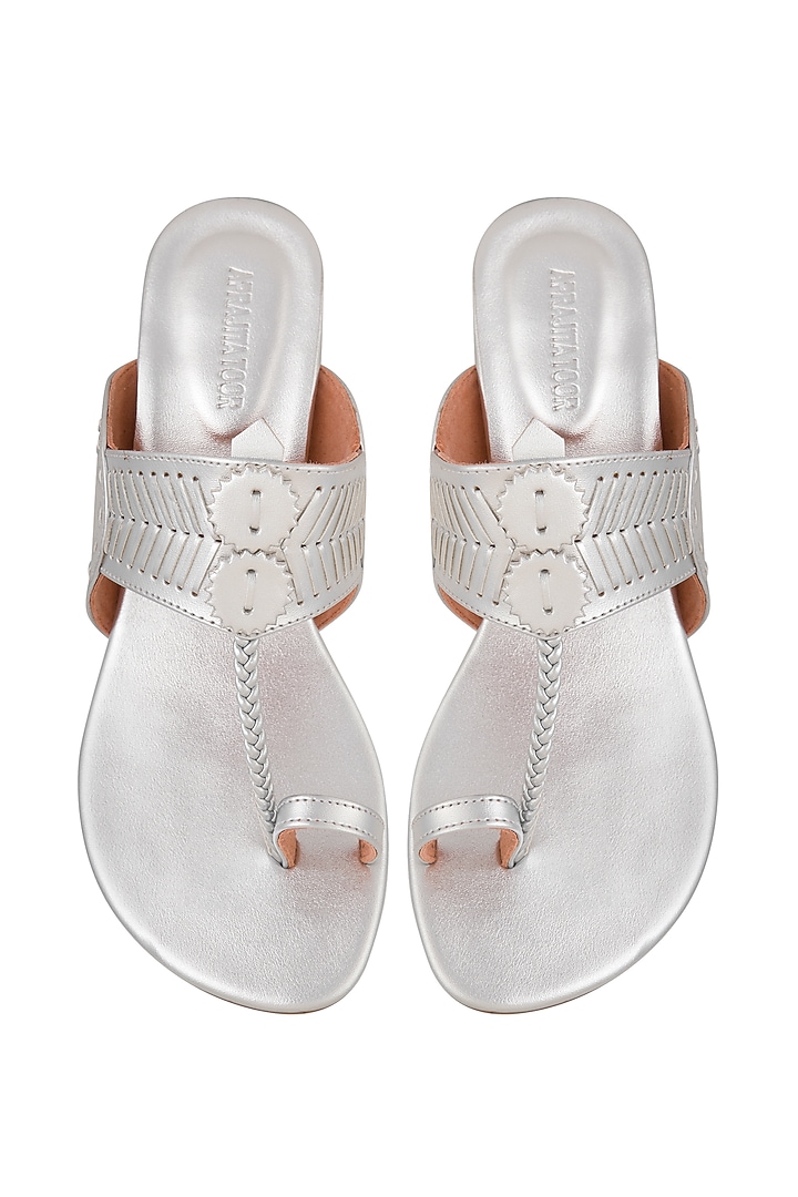 Silver Handcrafted Box Heels by Aprajita Toor at Pernia's Pop Up Shop