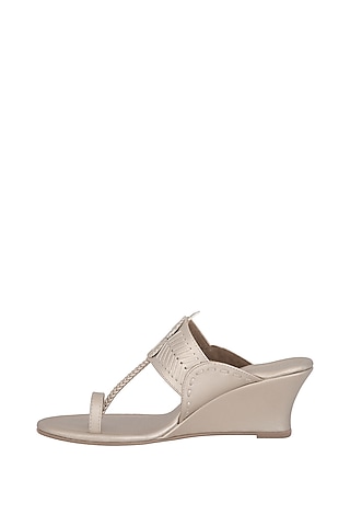 Champagne Floral Handcrafted Wedges by Aprajita Toor