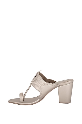 Champagne Metallic Block Heels by Aprajita Toor