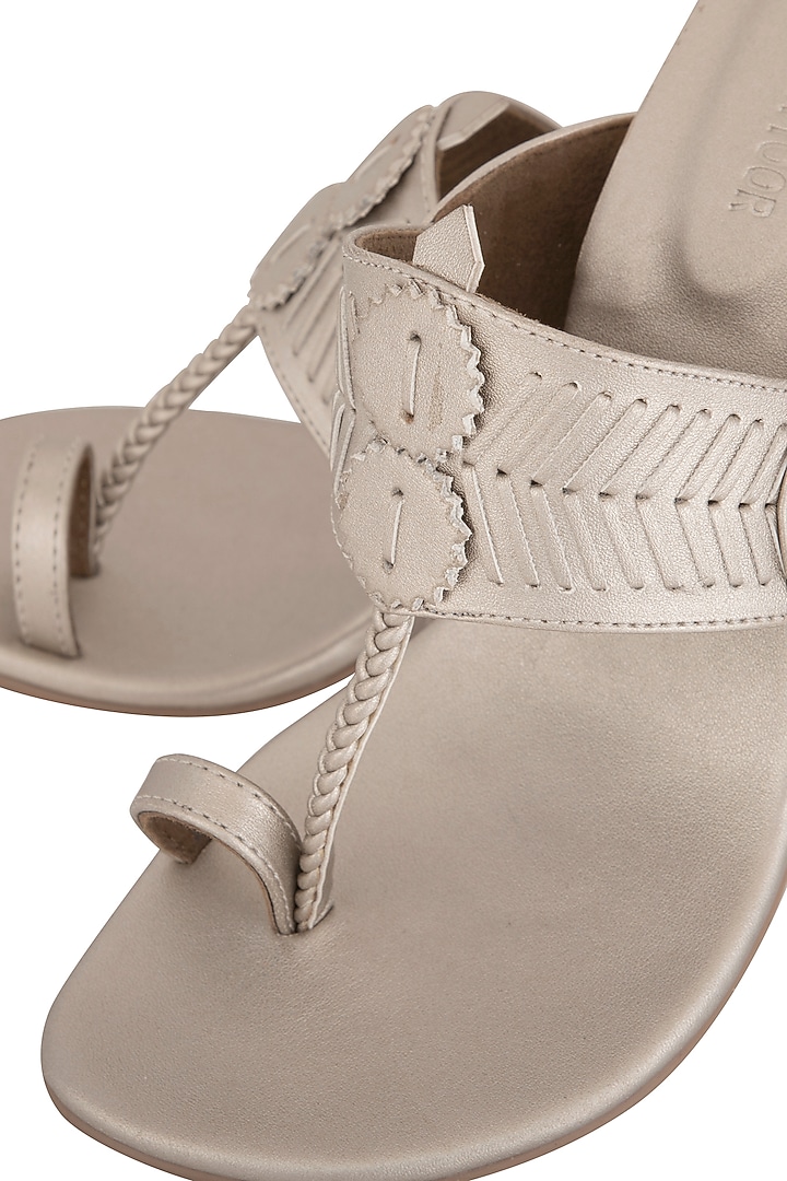 Champagne Metallic Block Heels by Aprajita Toor at Pernia's Pop Up Shop