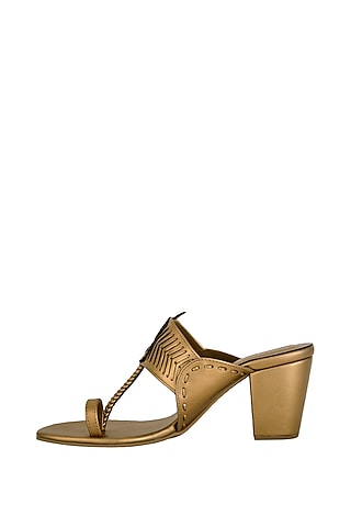 Copper Metallic Block Heels by Aprajita Toor