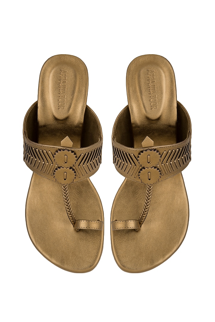Copper Metallic Block Heels by Aprajita Toor at Pernia's Pop Up Shop
