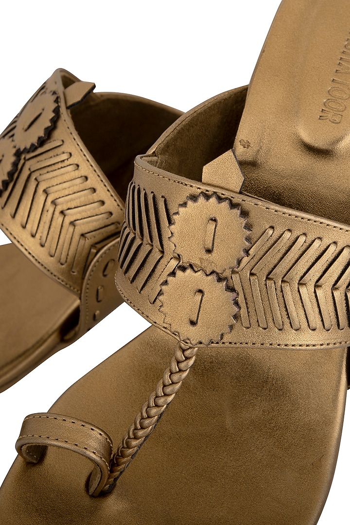 Copper Metallic Block Heels by Aprajita Toor at Pernia's Pop Up Shop