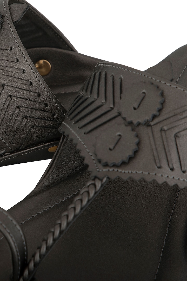 Gun Metal Handcrafted Flats by Aprajita Toor at Pernia's Pop Up Shop