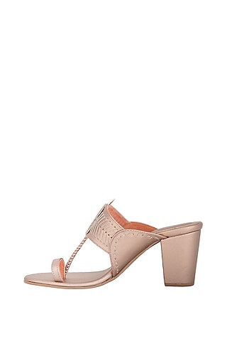 Rose Gold Handcrafted Block Heels by Aprajita Toor