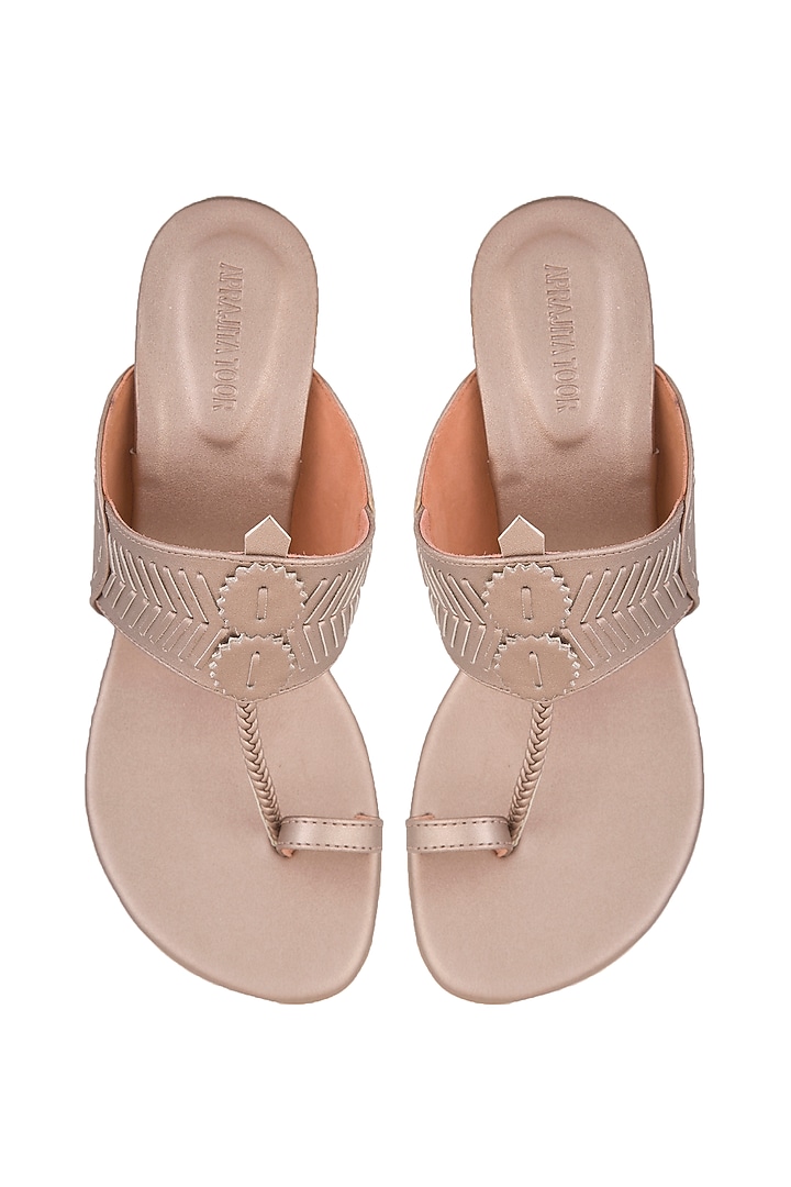 Rose Gold Handcrafted Block Heels by Aprajita Toor at Pernia's Pop Up Shop