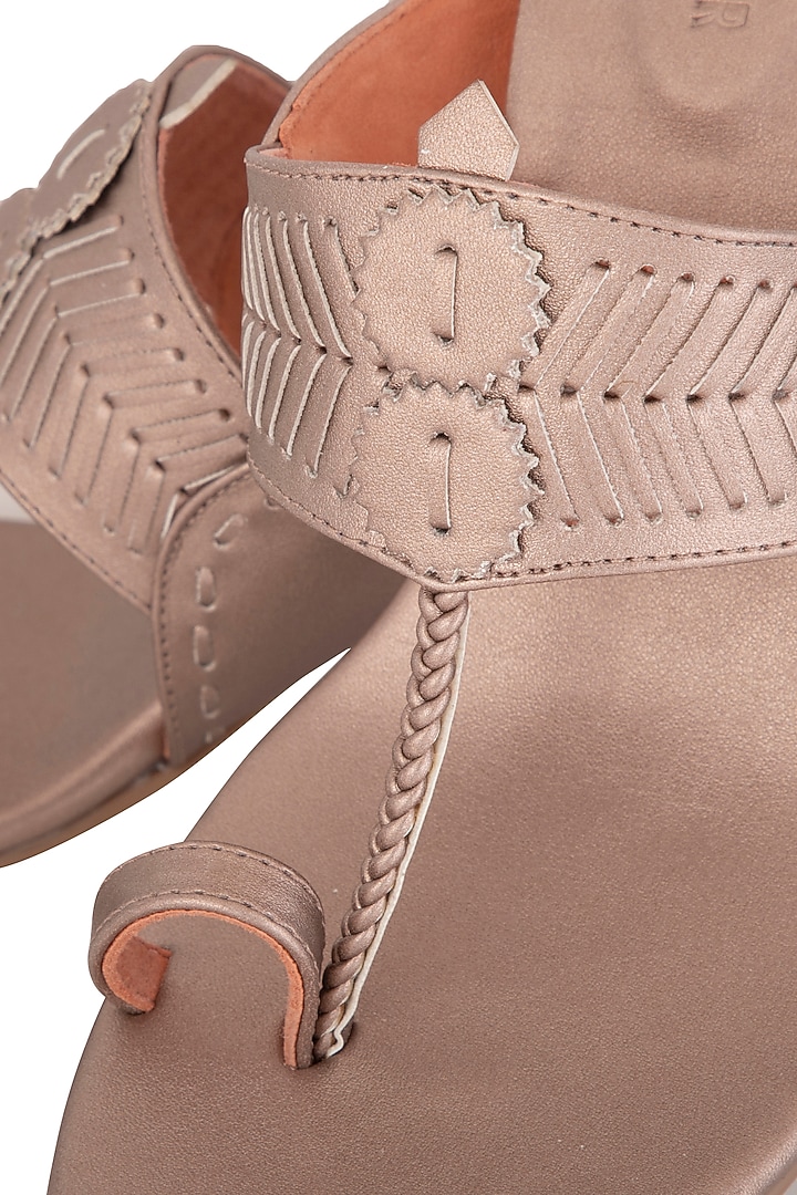 Rose Gold Handcrafted Block Heels by Aprajita Toor at Pernia's Pop Up Shop