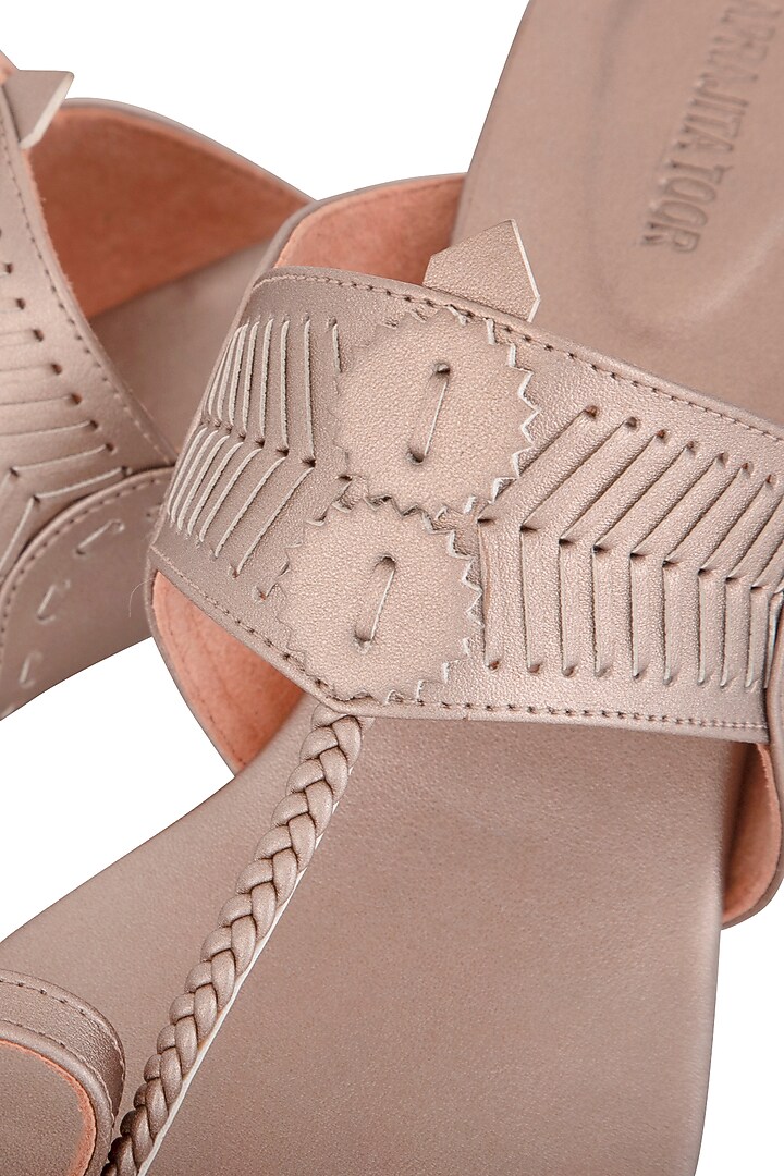 Rose Gold Metallic Slab Heels by Aprajita Toor at Pernia's Pop Up Shop