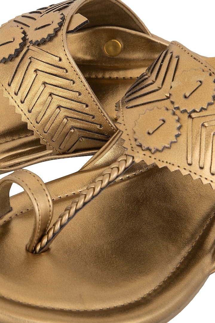 Copper Handcrafted Floral Flats by Aprajita Toor at Pernia's Pop Up Shop