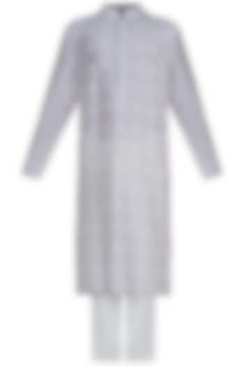 Grey Embroidered Kurta Set by Anju Agarwal at Pernia's Pop Up Shop