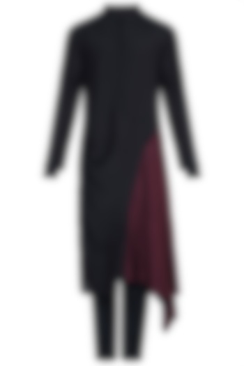 Black & Maroon Layered Kurta Set by Anju Agarwal at Pernia's Pop Up Shop