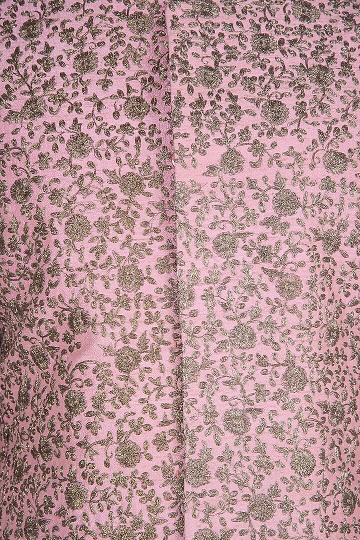 Peach Embroidered Wedding Sherwani Set by Anju Agarwal at Pernia's Pop Up Shop
