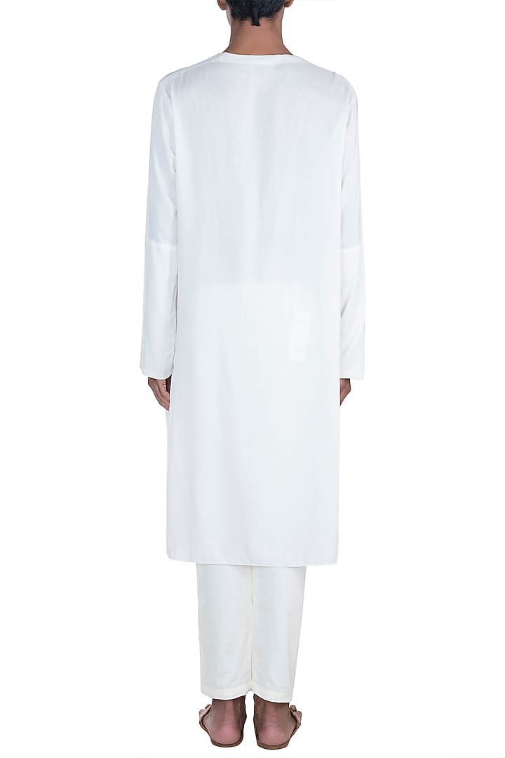 White Kurta with Trouser Pants by Anju Agarwal at Pernia's Pop Up Shop