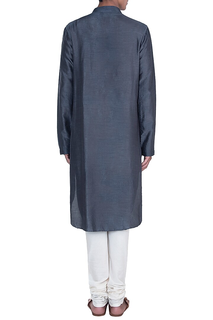Dark Grey Double Cowl Kurta Set by Anju Agarwal at Pernia's Pop Up Shop