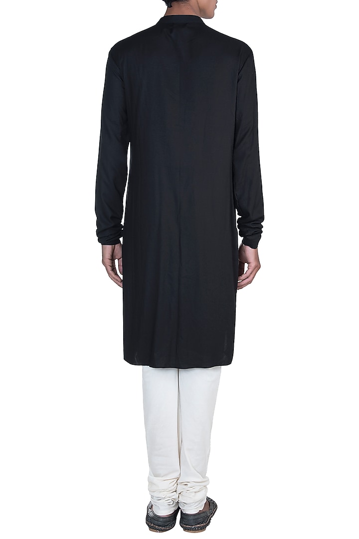 Black Draped Kurta With Churidar Pants by Anju Agarwal at Pernia's Pop Up Shop