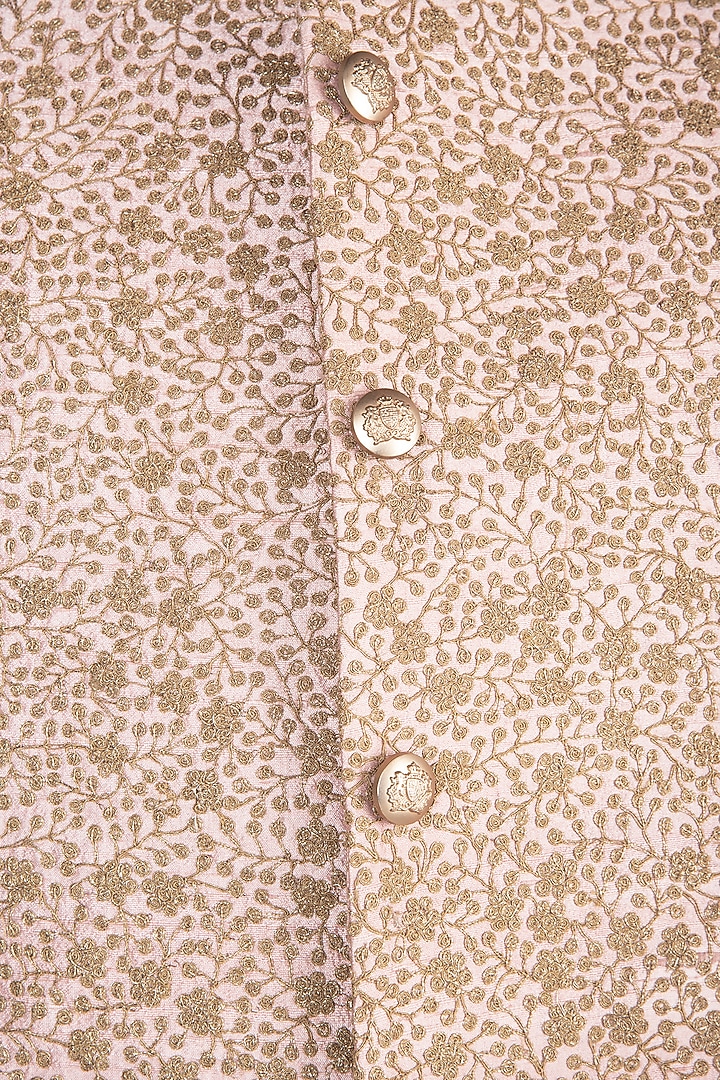 Peach Embroidered Jacket by Anju Agarwal at Pernia's Pop Up Shop