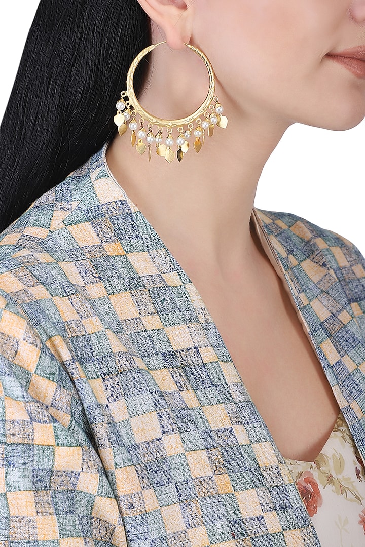 Gold plated hoop earrings by Anjali Jain Jewellery