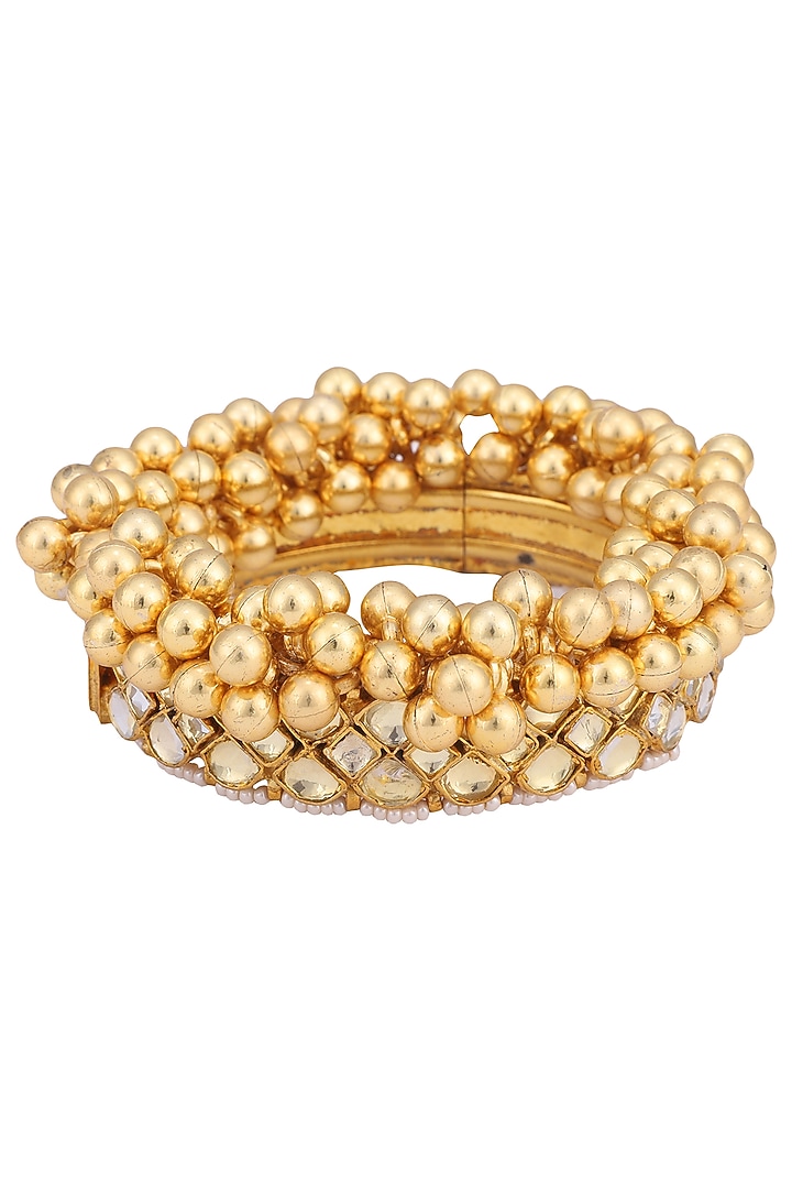 Gold plated kundan and gold beads bracelet available only at Pernia's Pop Up Shop.