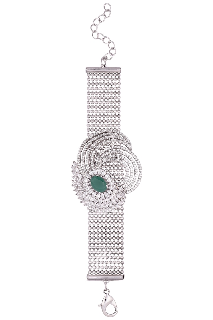 Silver plated american diamond and onyx bracelet by Anjali Jain Jewellery at Pernia's Pop Up Shop