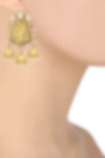 Gold Plated Three Jhumki Drop Earrings by Anjali Jain Jewellery