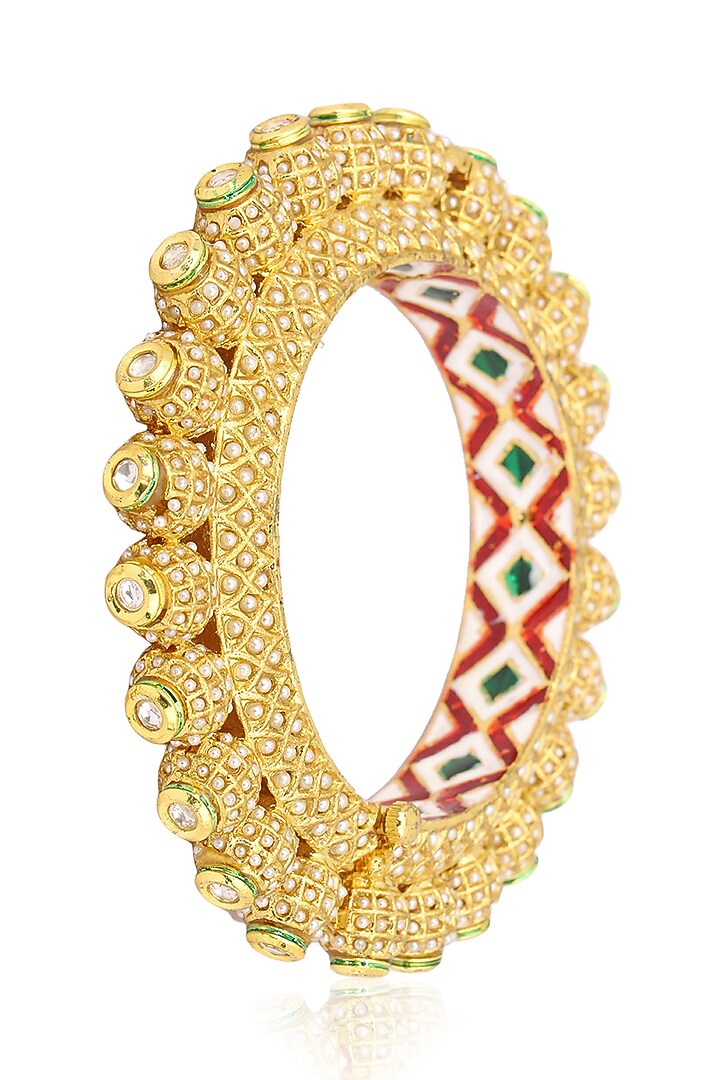 Anjali Jain presents Set of 2 gold finish pearl bangles available only at Pernia's Pop Up Shop.