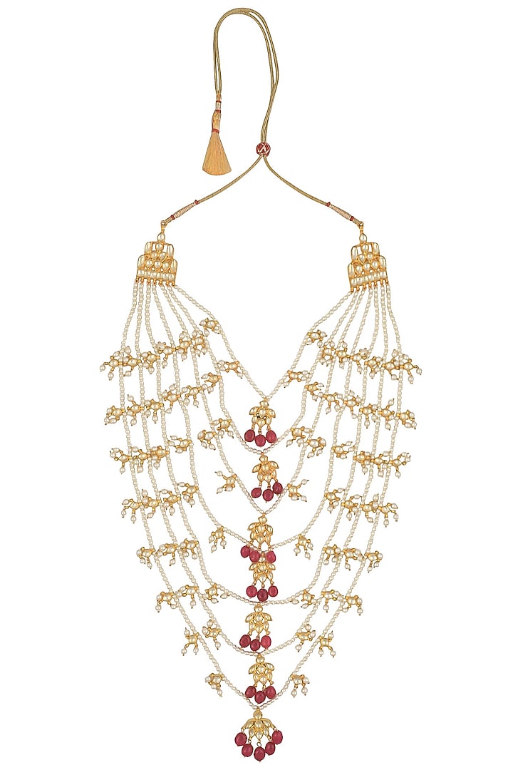 Anjali Jain presents Pearl multi strand satlada necklace available only at Pernia's Pop Up Shop.