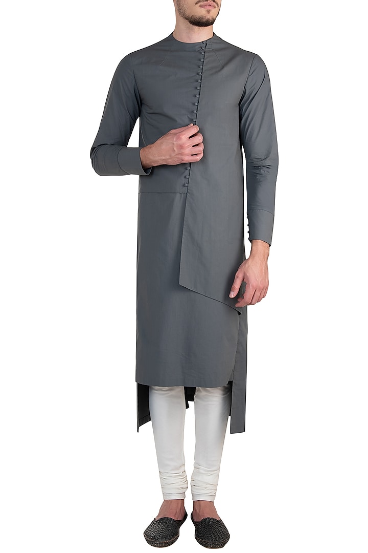 Grey layered kurta available only at Pernia's Pop Up Shop.
