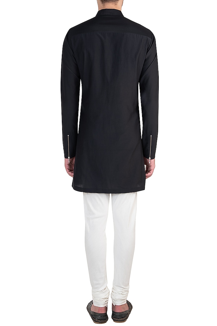Black structured overlap shirt available only at Pernia's Pop Up Shop.