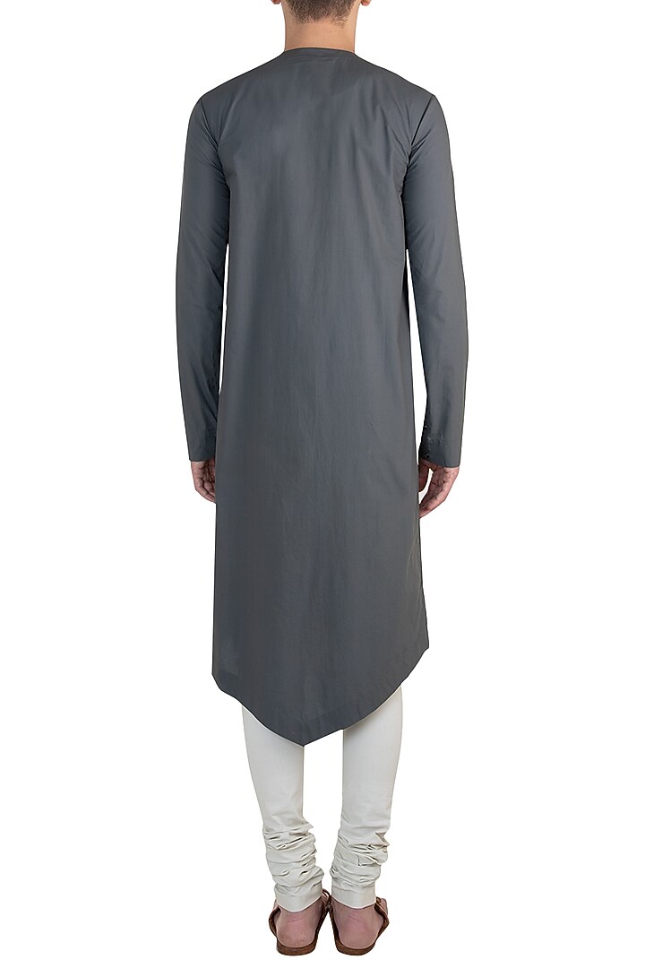 Grey wrap asymmetrical kurta available only at Pernia's Pop Up Shop.