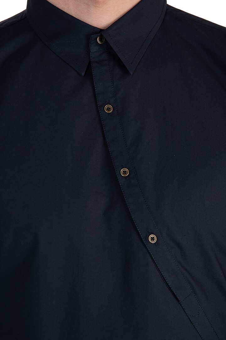 Navy blue asymmetrical shirt available only at Pernia's Pop Up Shop.