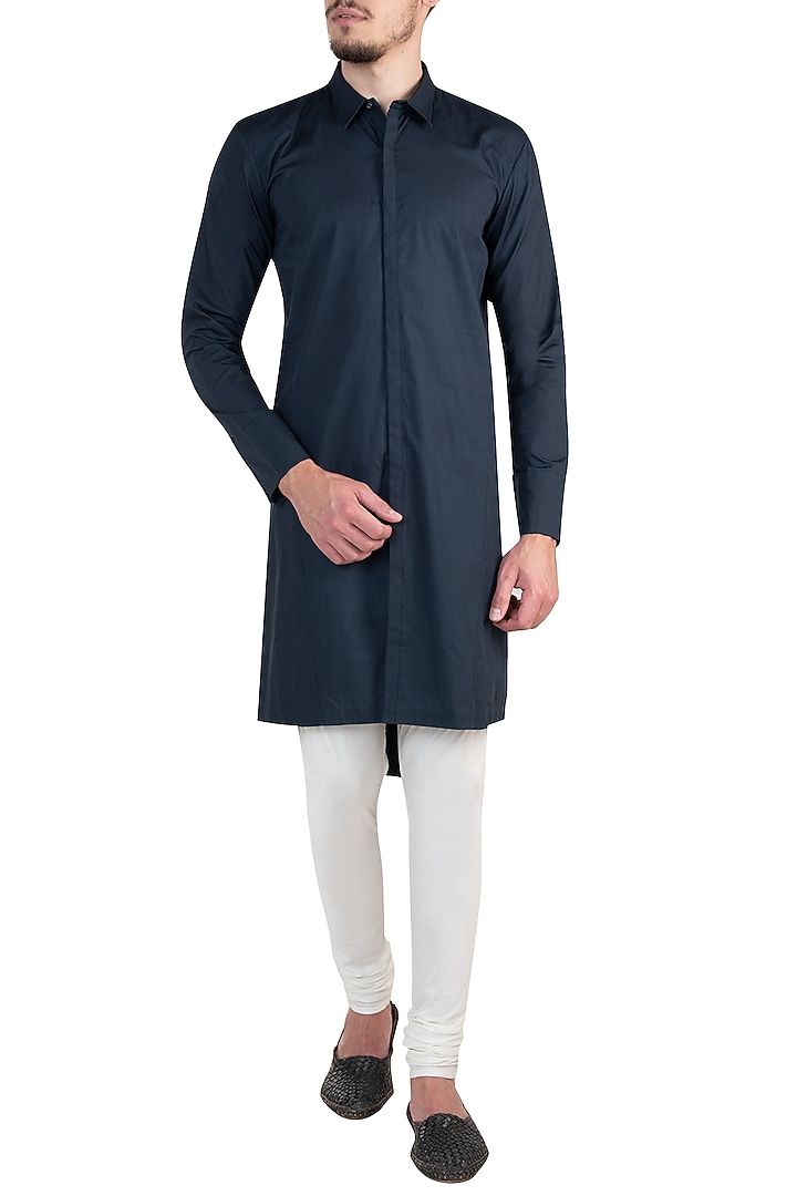 Navy blue cotton kurta available only at Pernia's Pop Up Shop.