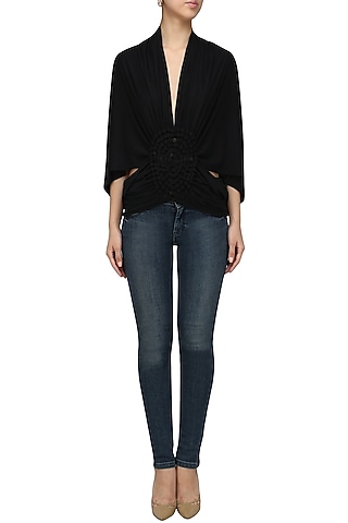 Black Moon Embellished Shrug by Anuj Sharma