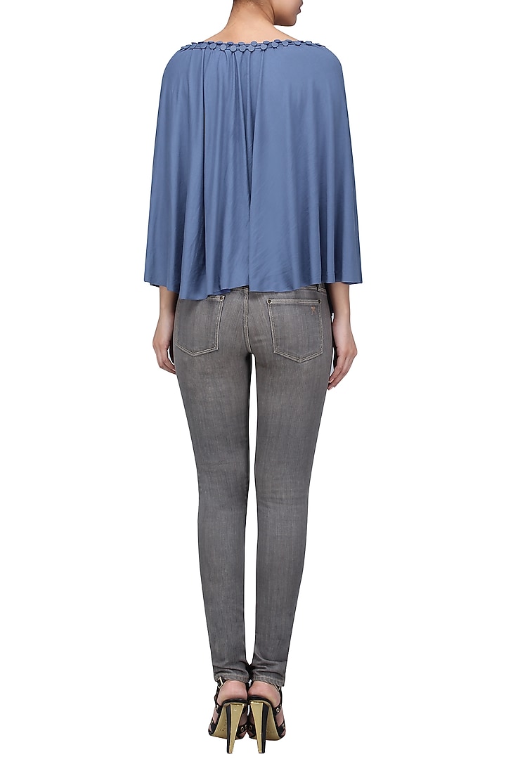 Blue embellished poncho available only at Pernia's Pop Up Shop.