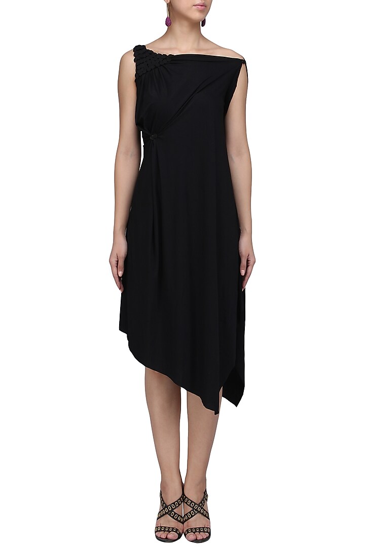 Royal blue embellished one shoulder draped dress available only at Pernia's Pop Up Shop.