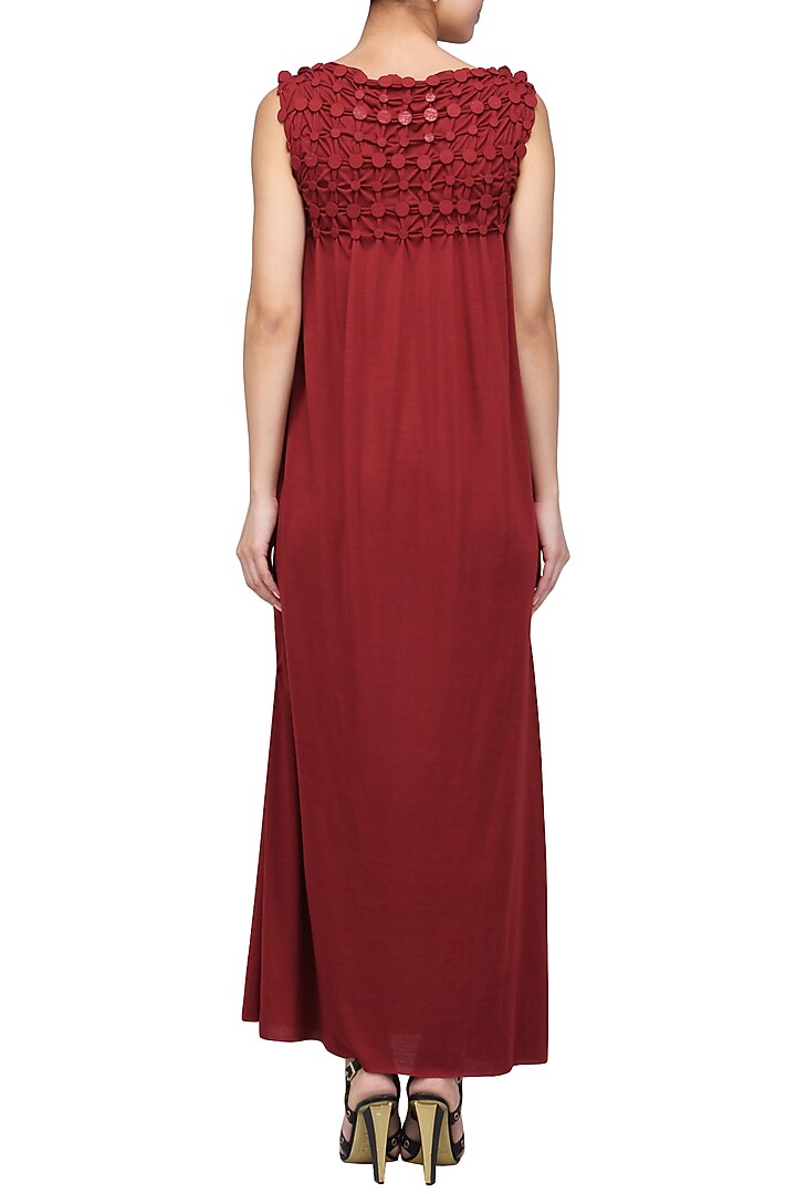 Red embellished maxi dress available only at Pernia's Pop Up Shop.