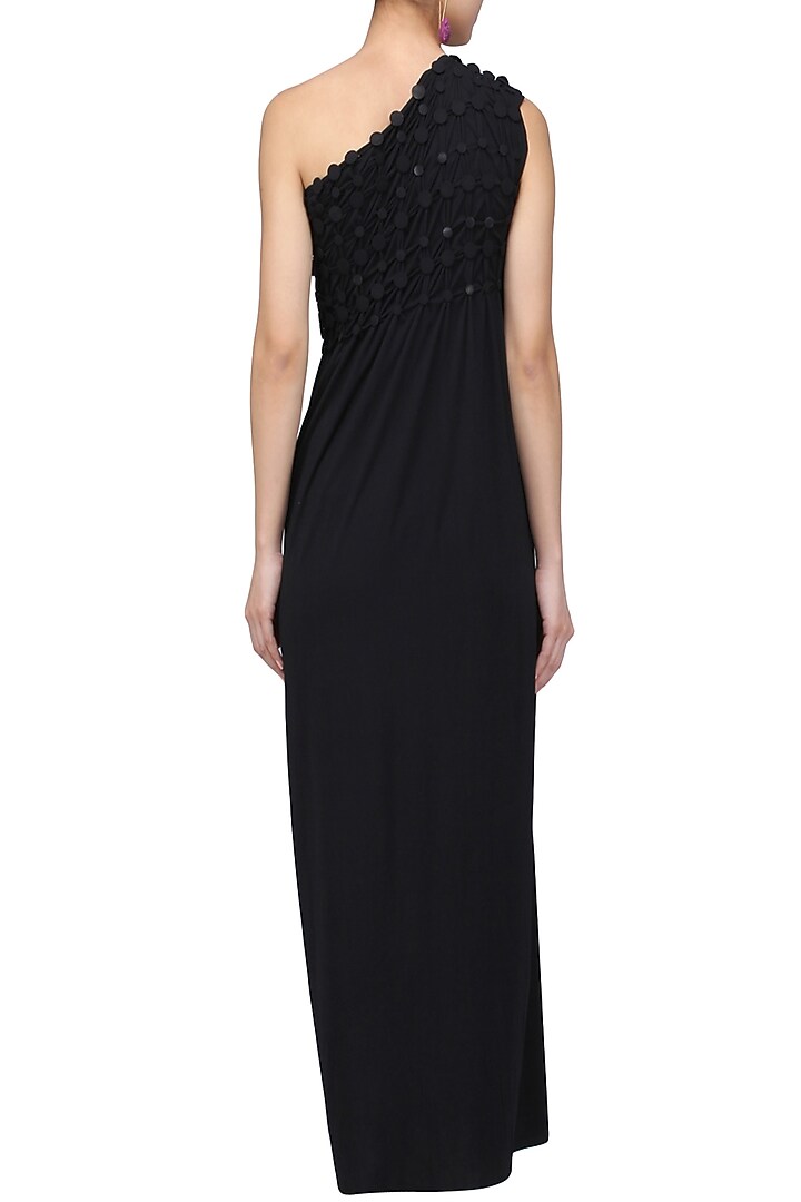Black embellished maxi dress available only at Pernia's Pop Up Shop.